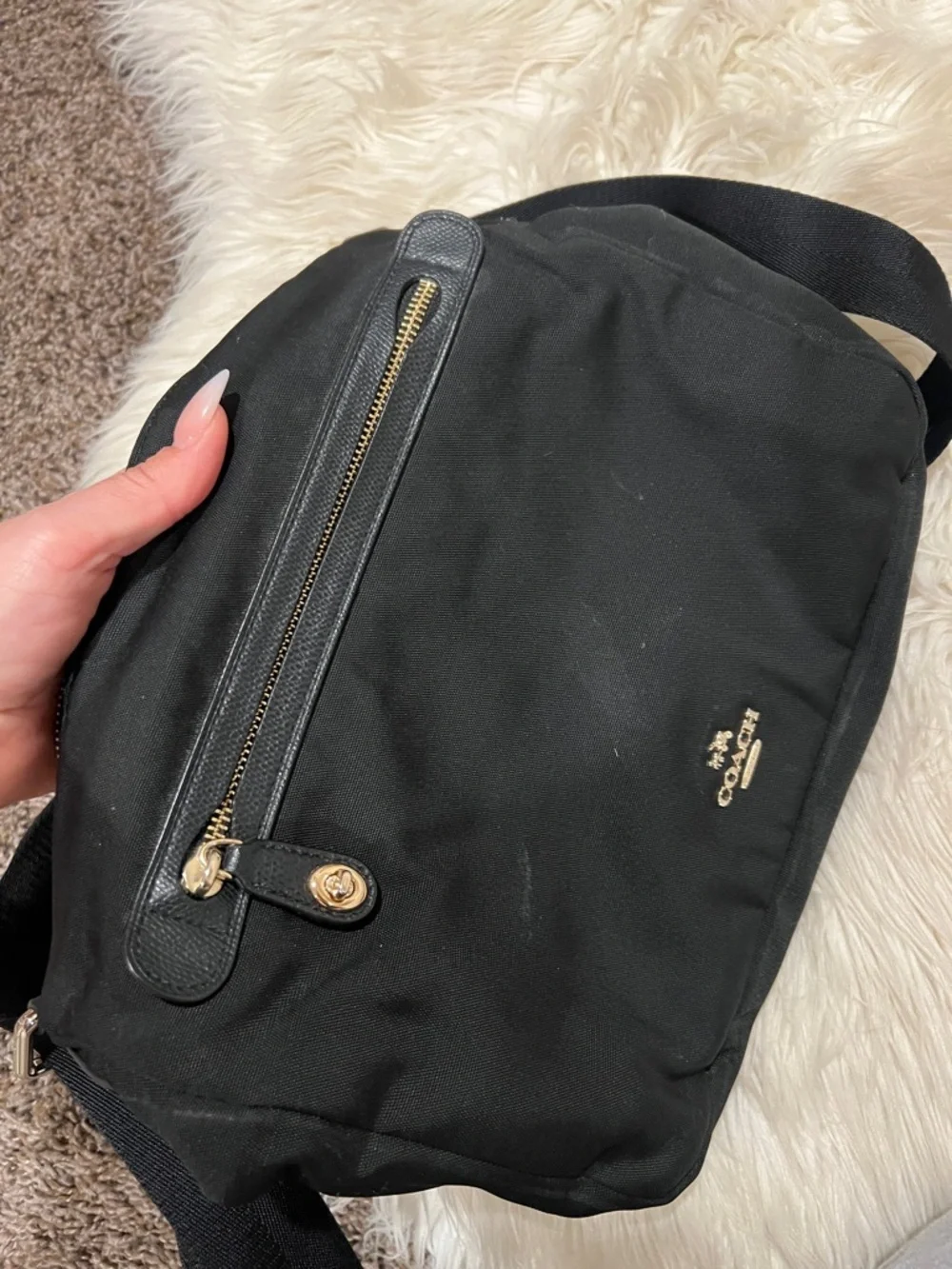 Coach Black Nylon Messenger Crossbody with Silver Hardware